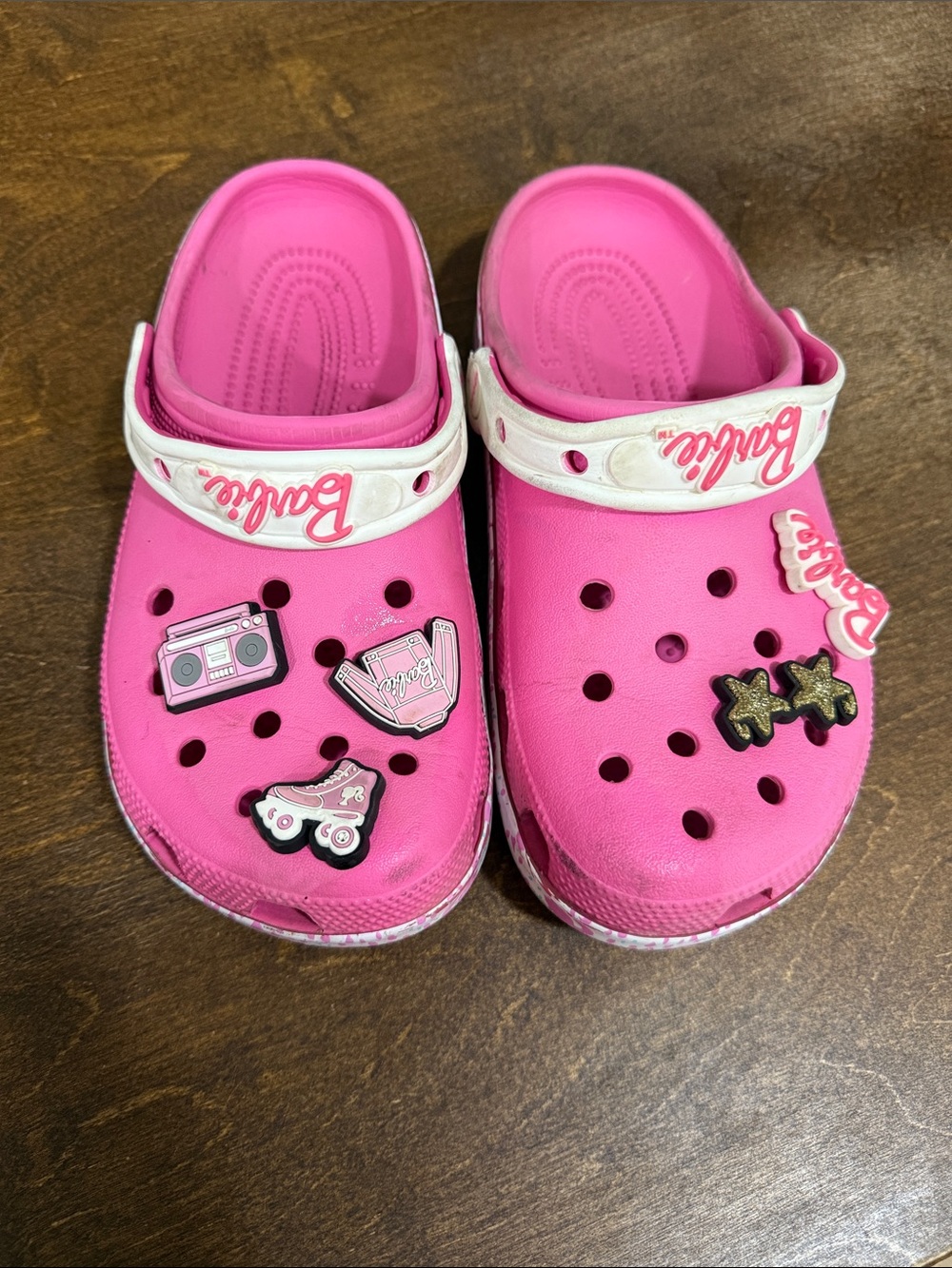 Barbie Bright Pink slip-On Clog Sandals with Charm Accents